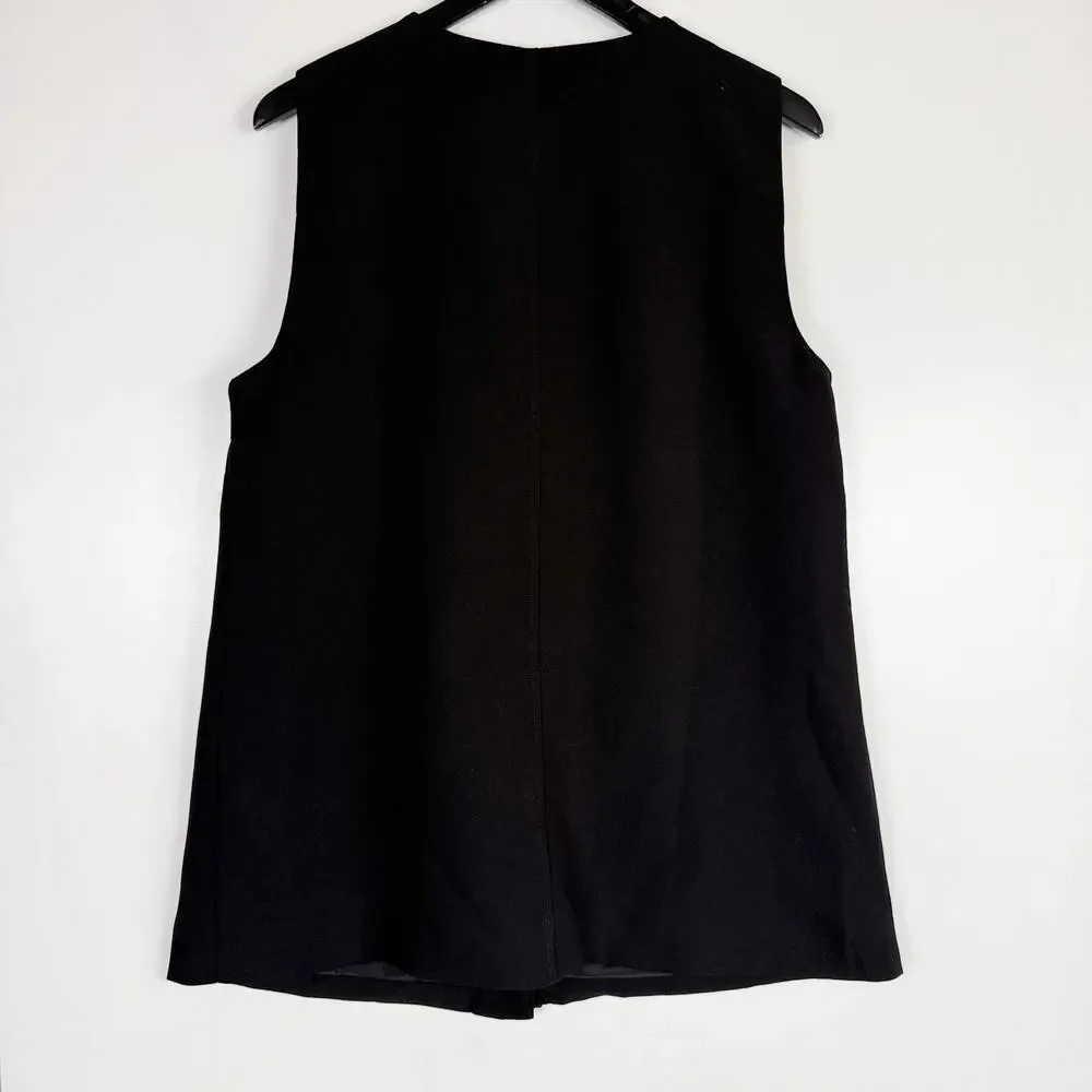 J.Crew Tunic Shift Mini Dress Black Crepe - L